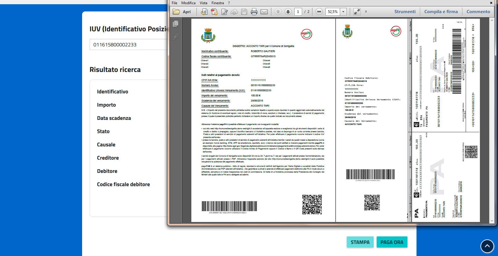Stampa predeterminato