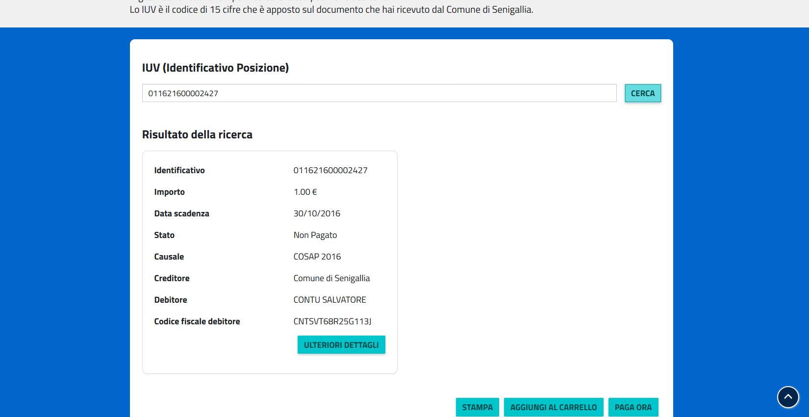 Avviso predeterminato 1